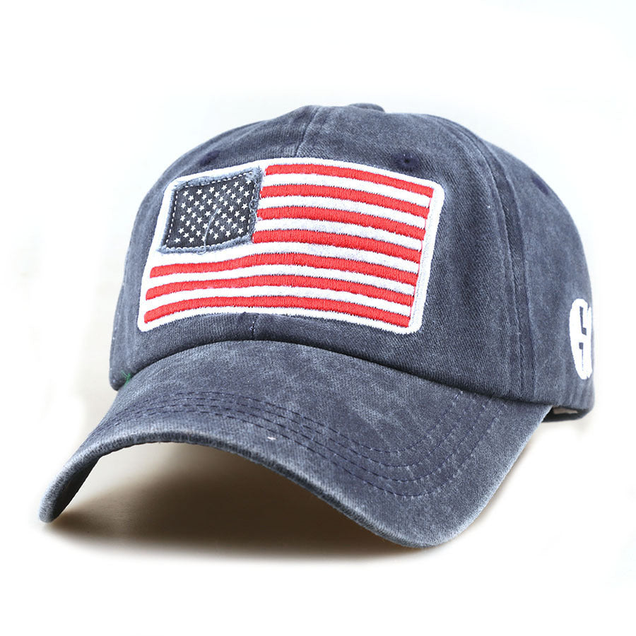Wholesale American Flag Classic  Baseball Cap Embroidered Letter Patch Washed Cotton Hat