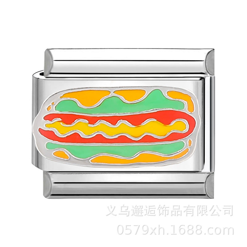 Wholesale  Italian Charm Bracelet 9mm DIY Splicing Removable Cartoon Food Stainless Steel Composable Bracelet