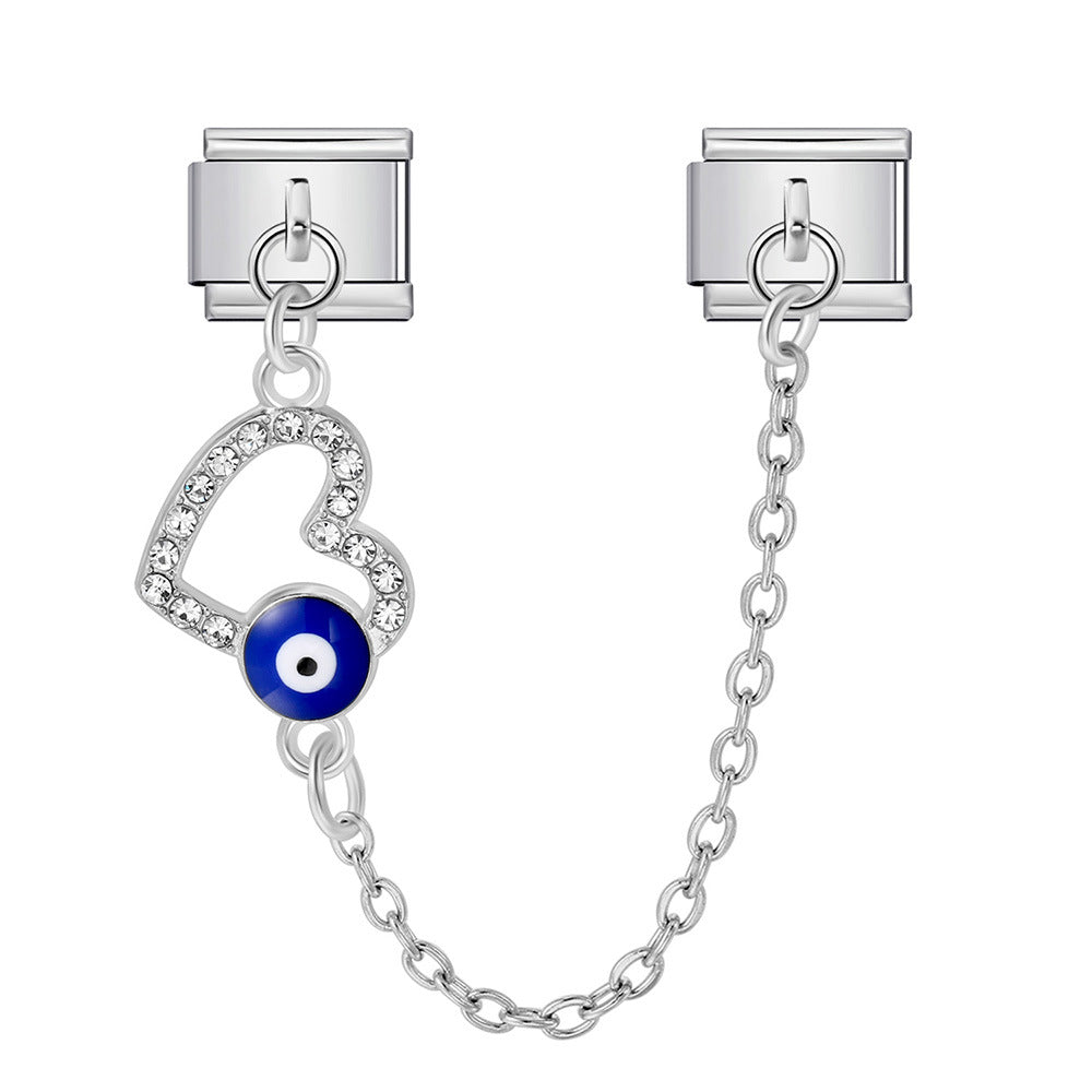 Wholesale  Italian Charm Bracelet 9mm DIY Devil' s Eye Hook Creative Stainless Steel Composable Bracelet