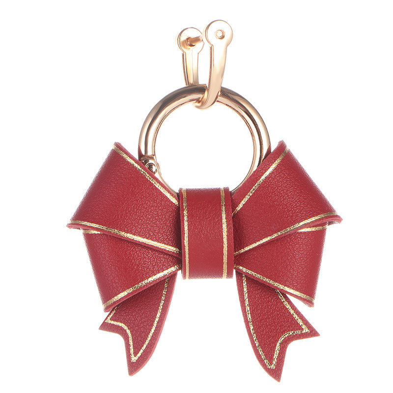Wholesale multi-color fashion  leather bow keychains