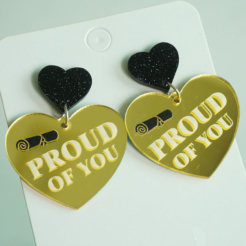 Wholesale 2 Pairs/pack 2024 Graduation Season Bachelor's Cap Multi-layered Tassel Pom Pom Acrylic Earrings ACC-ES-HY075