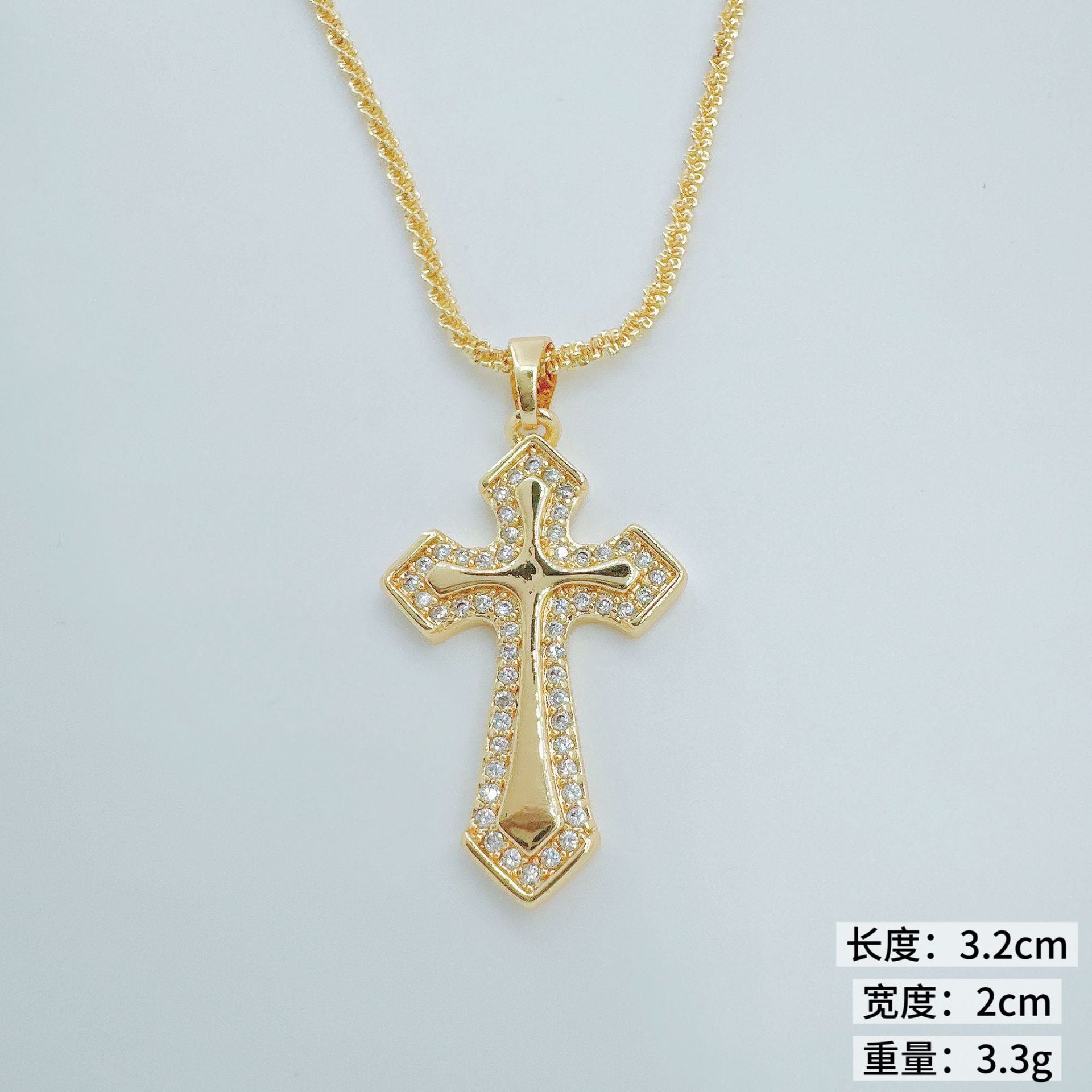 Wholesale Gold-Plated Copper Cross Pendant Necklace Trendy Jewelry Accessory for Women