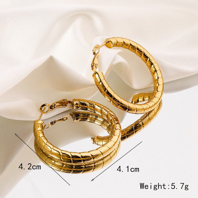 Wholesale Titanium Steel Love Circle Irregular Earrings ACC-ES-RuiX011