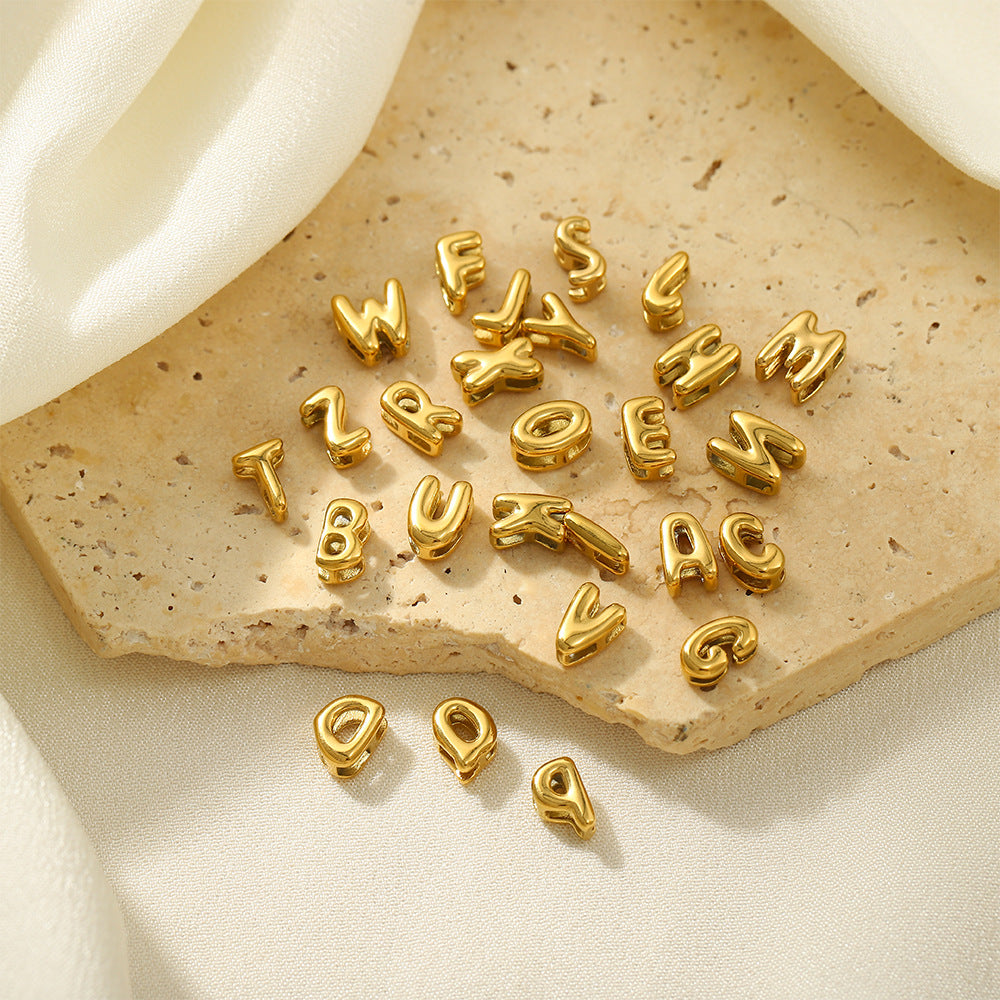 Wholesale Hollow small letters stainless steel plated 18K gold mini pendant