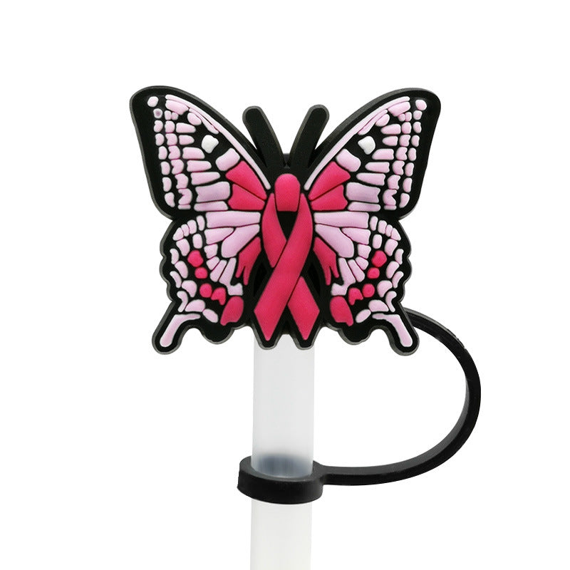 Wholesale 10pcs Personalized Butterfly 10mm PVC Straw Cover Soft Straw Tube Cap ACC-SCR-YiBang014