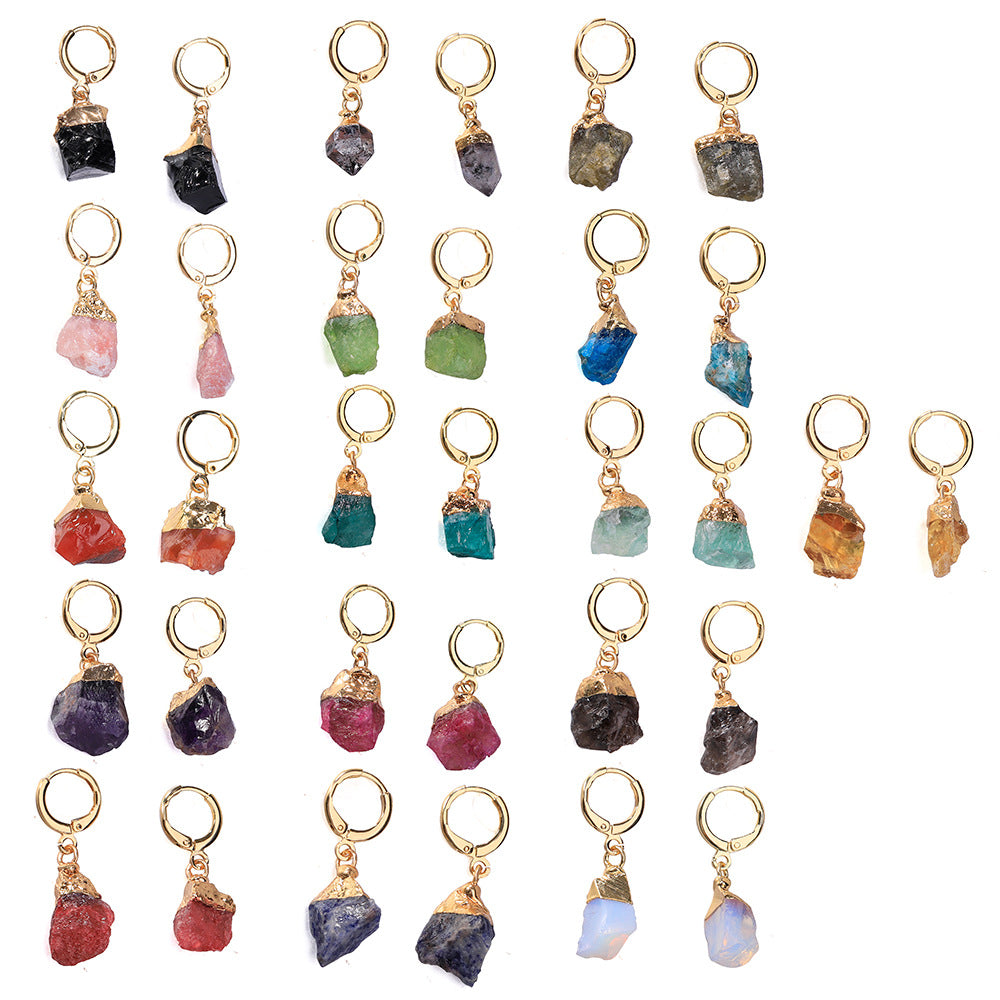 Wholesale Irregular Natural Stone Crystal Birthday Stone Rough Stone Earrings ACC-ES-ZhuangZ001