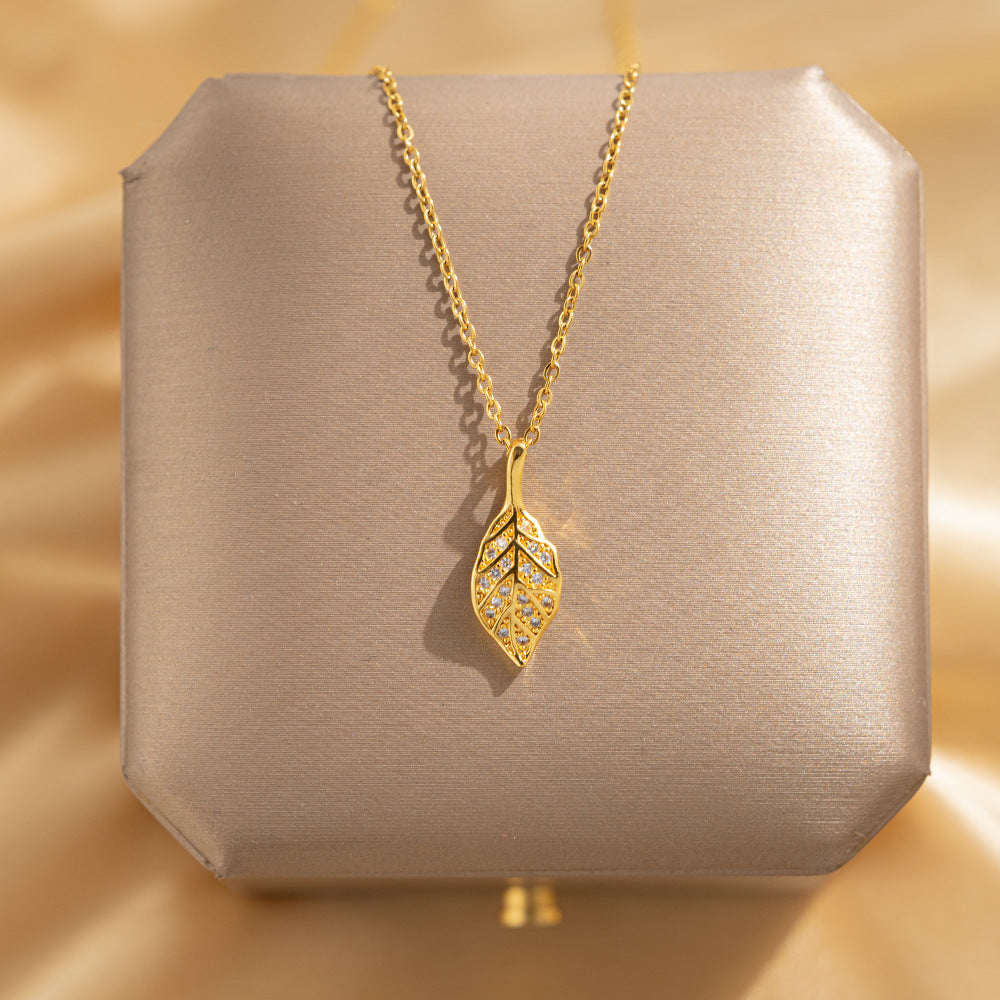 Wholesale Titanium Steel Zircon Clavicle Chain Necklace Korean Style Jewelry Accessory