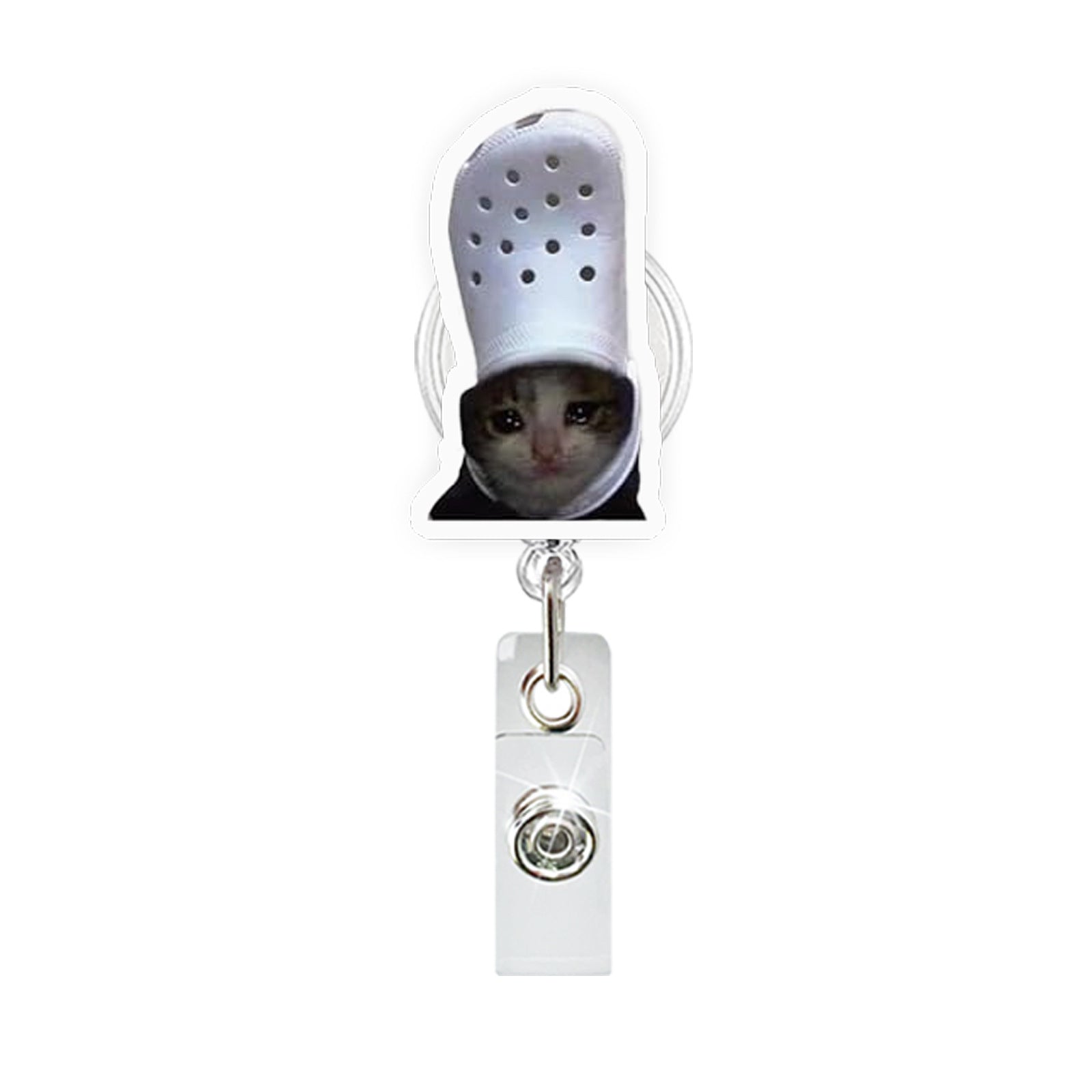 Wholesale Funny Cat Emoticon Acrylic Retractable Badge Reel for Party Gift