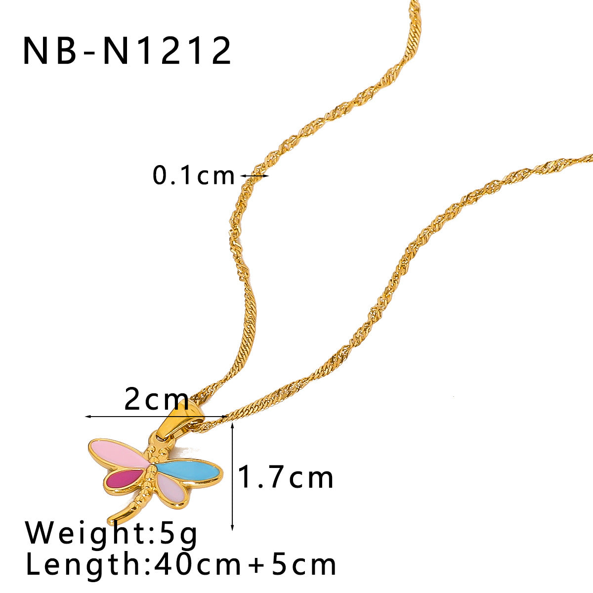 Wholesale Stainless Steel Plated 18k Gold Oil Drop Butterfly Rainbow Love Color Necklaces ACC-NE-XinY009