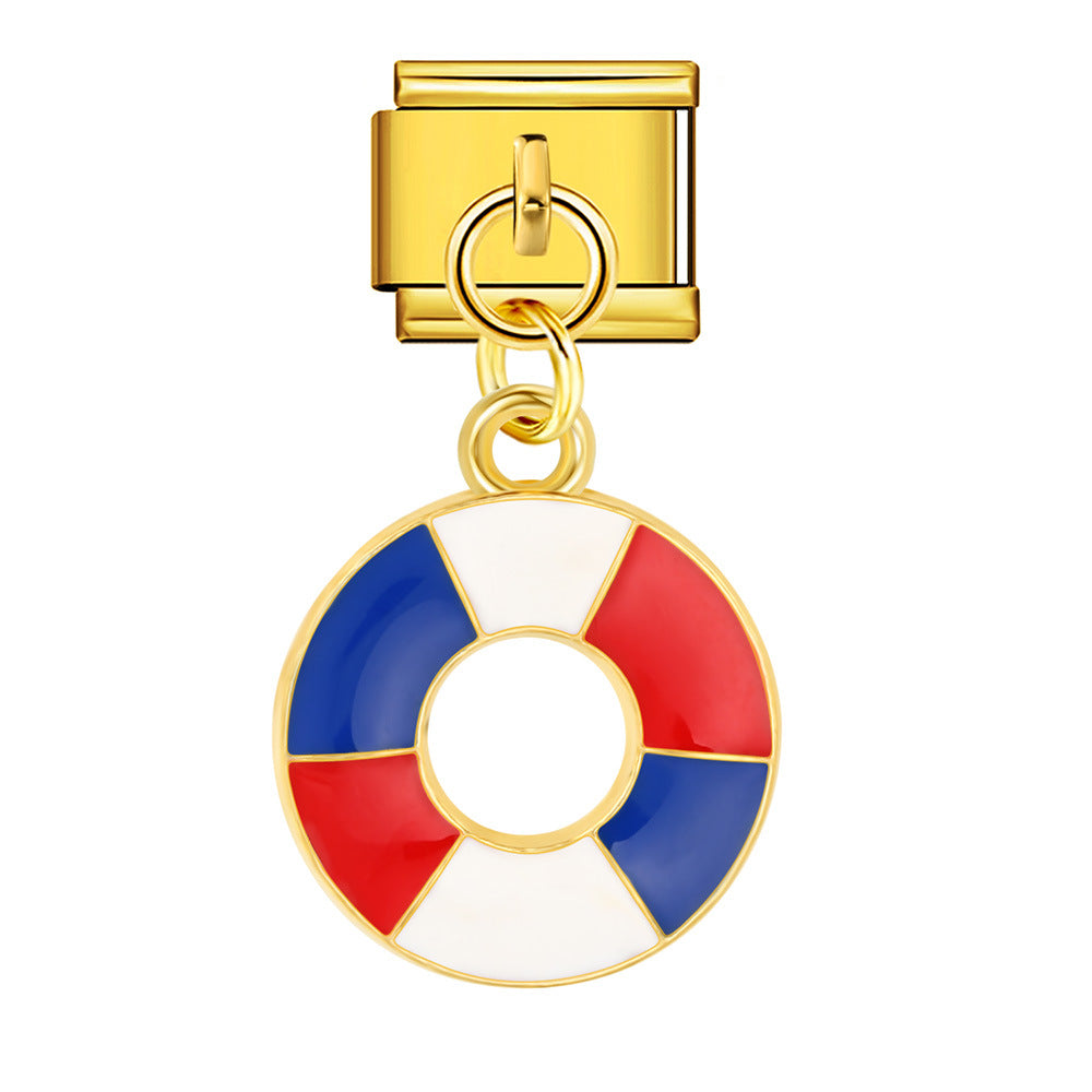 Wholesale  Italian Charm Bracelet 9mm DIY Independence Day Creative Stainless Steel Composable Bracelet