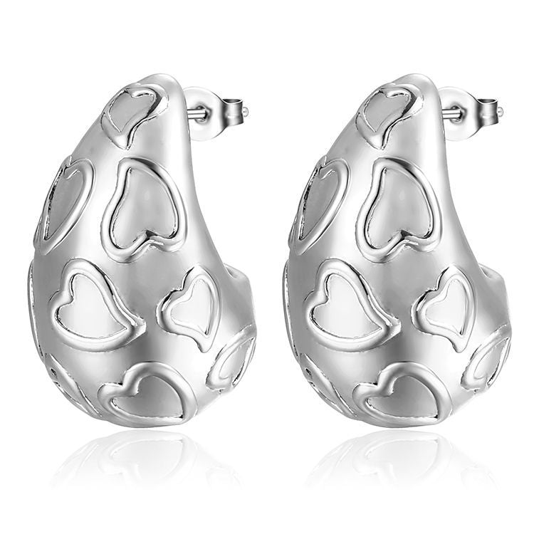 Wholesale Extra Large Teardrop Hollow Stainless Steel Earrings Gold Plated Fashion Accessory for Boutique Resale
