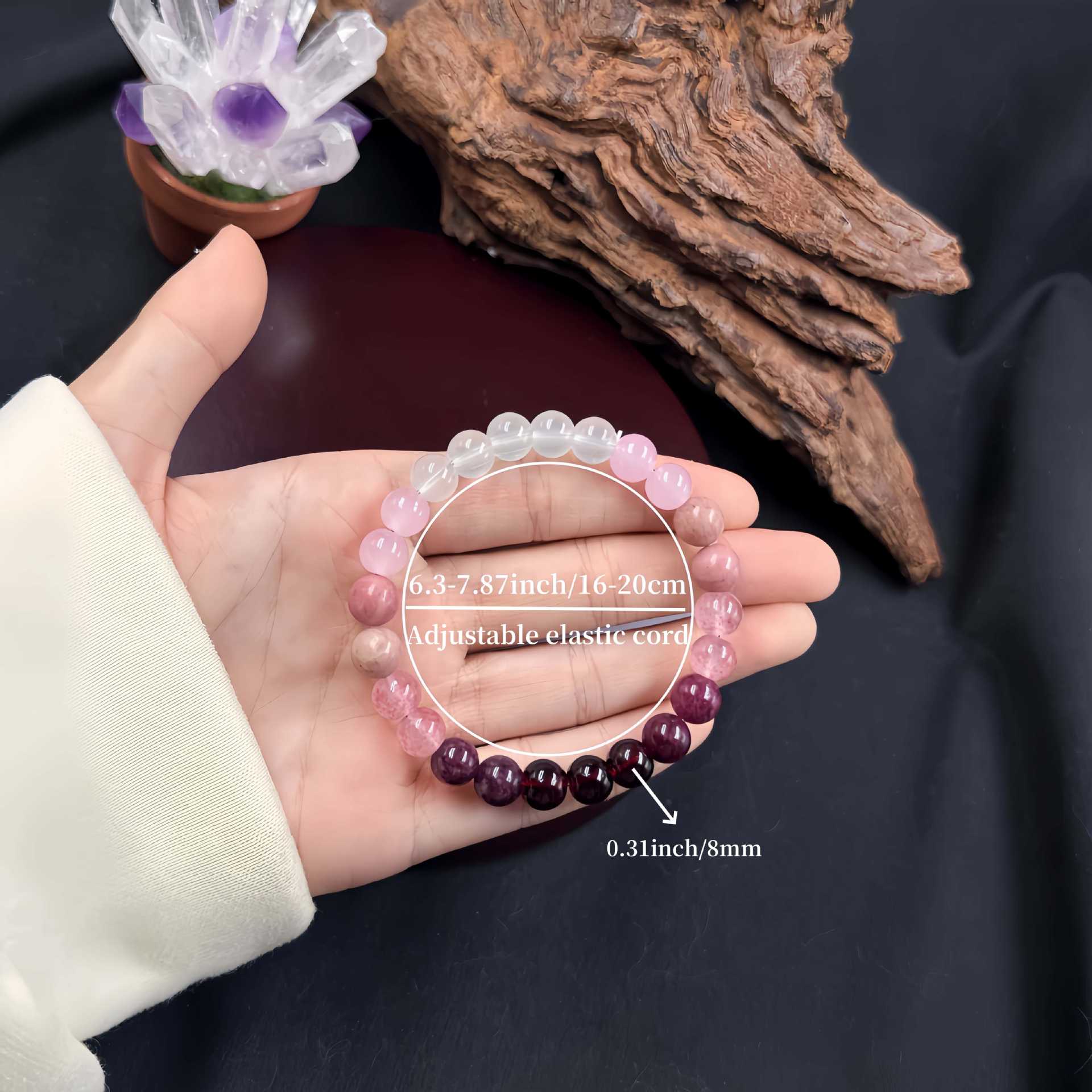 Wholesale Natural Garnet Strawberry Crystal Red Wood Bracelet