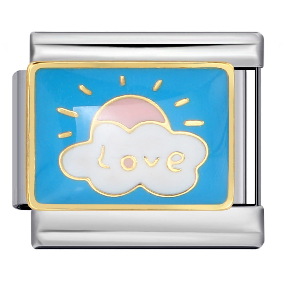 Wholesale Stainless Steel Bracelets 
Gold Plated Oil Drop Welding Pattern DIY Italian Module Bracelet