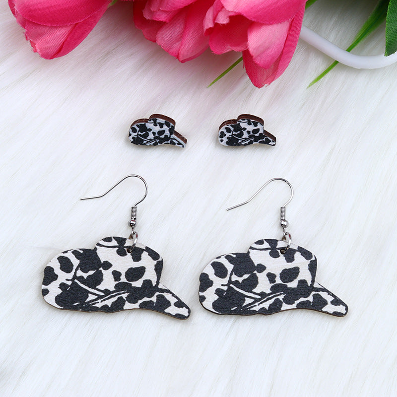 Wholesale cow head set wooden earrings