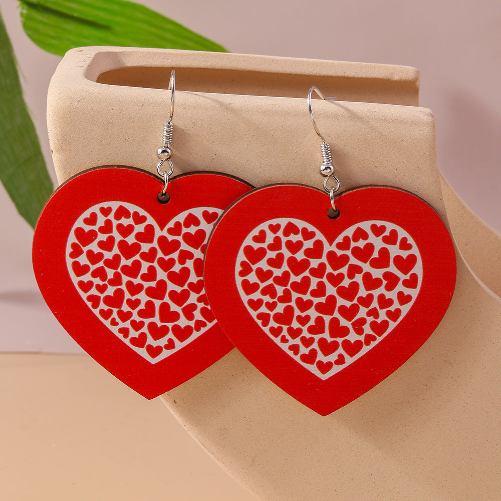 Wholesale Valentine's Day Water Drop Cute Wooden Earrings