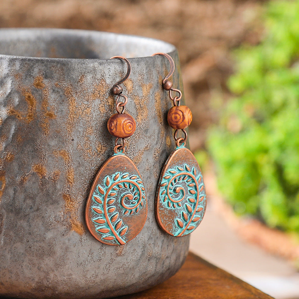 Wholesale Retro Ethnic Earrings Set Alloy Geometric Turquoise Tassel Trendy Party Accessory Gift