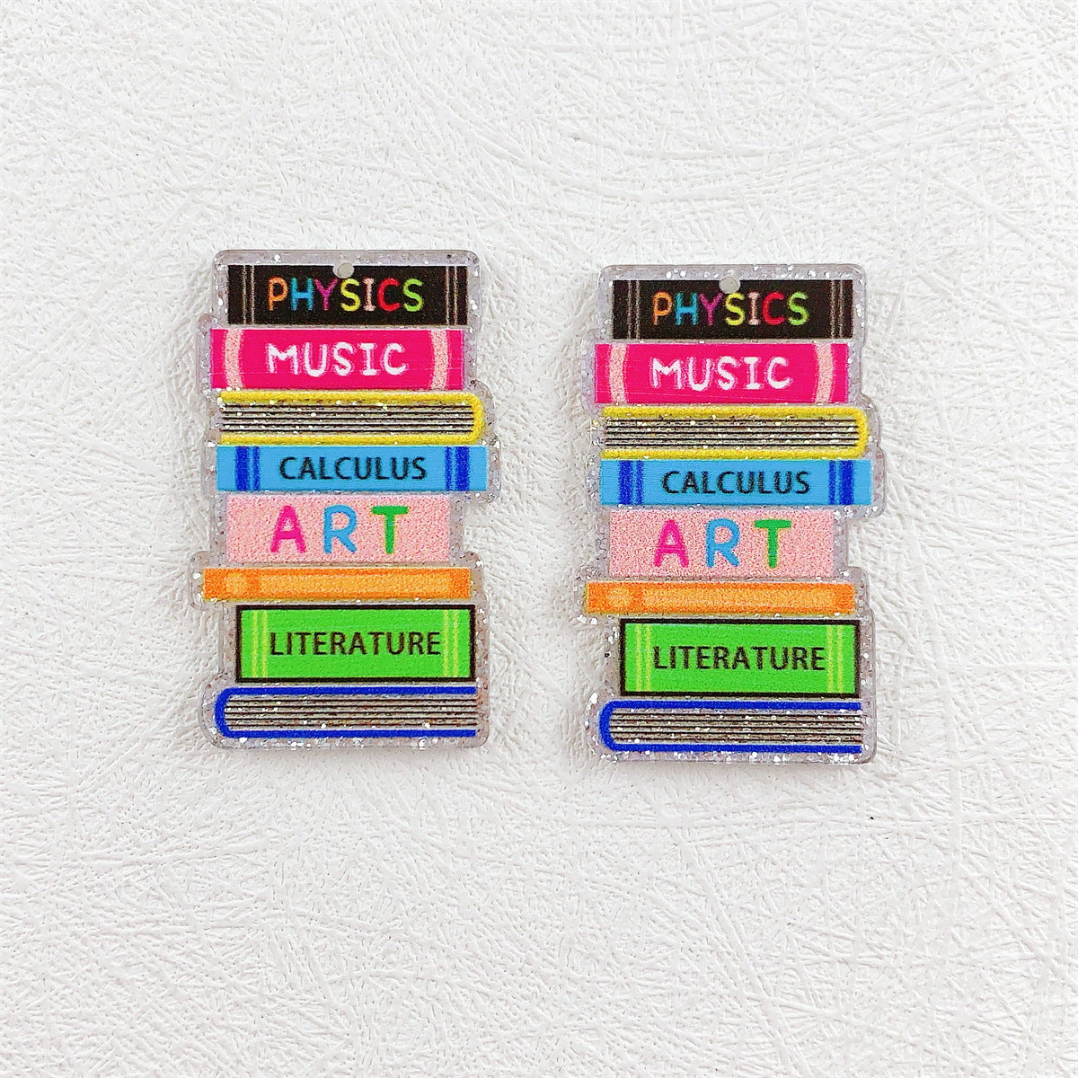 Wholesale 10pcs Acrylic Printing Color Pencil Books School Season Series Pendant