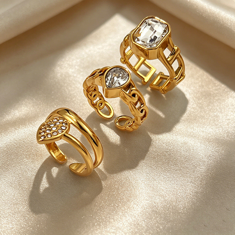 Wholesale Geometric Open Ring Stainless Steel Electroplating Fashion Accessory
