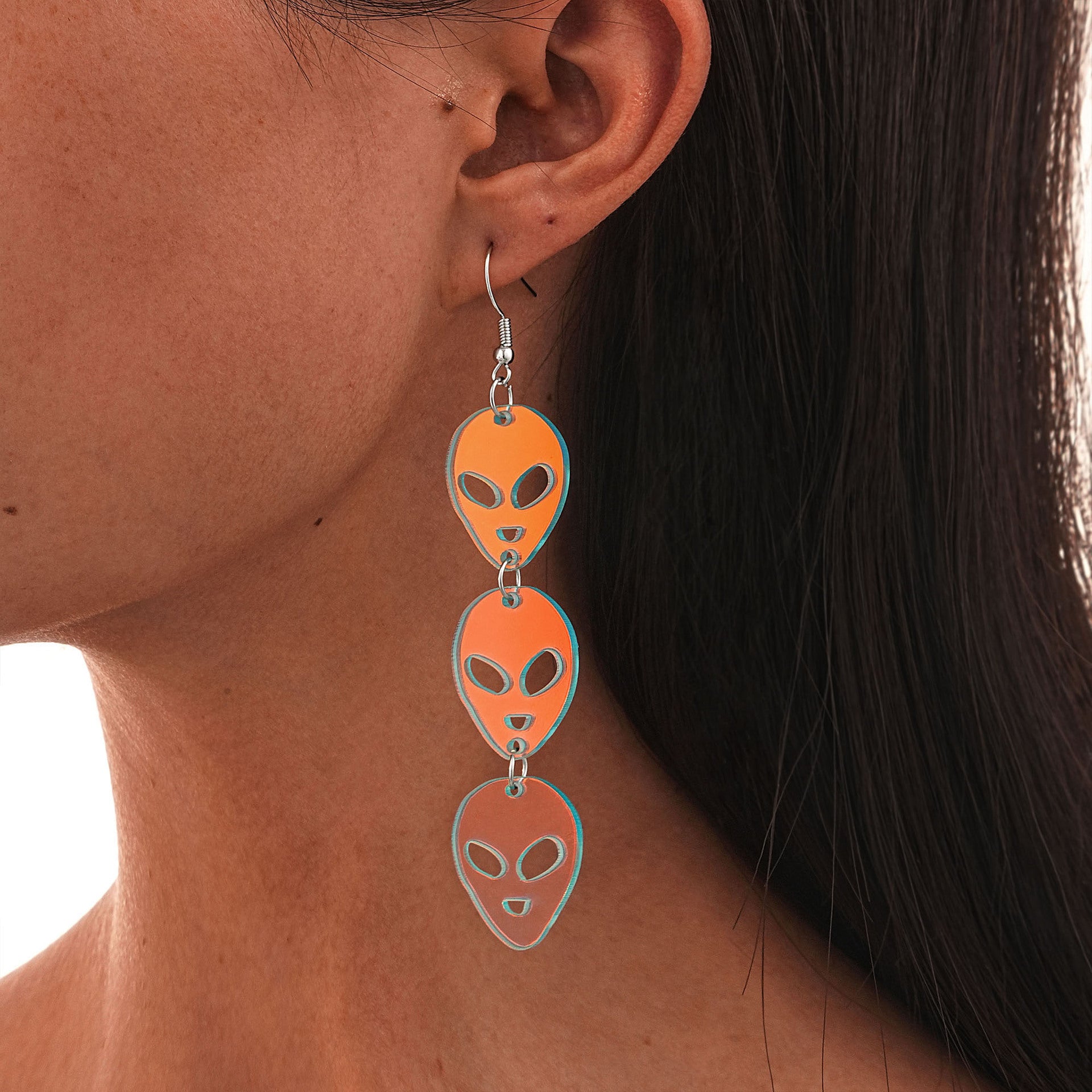 Wholesale acrylic jellyfish skull alien earrings girl earrings