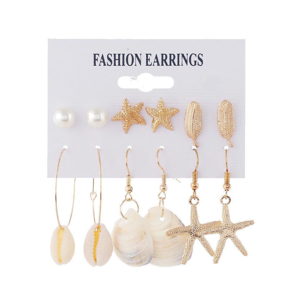 Wholesale starfish big circle scallop earrings