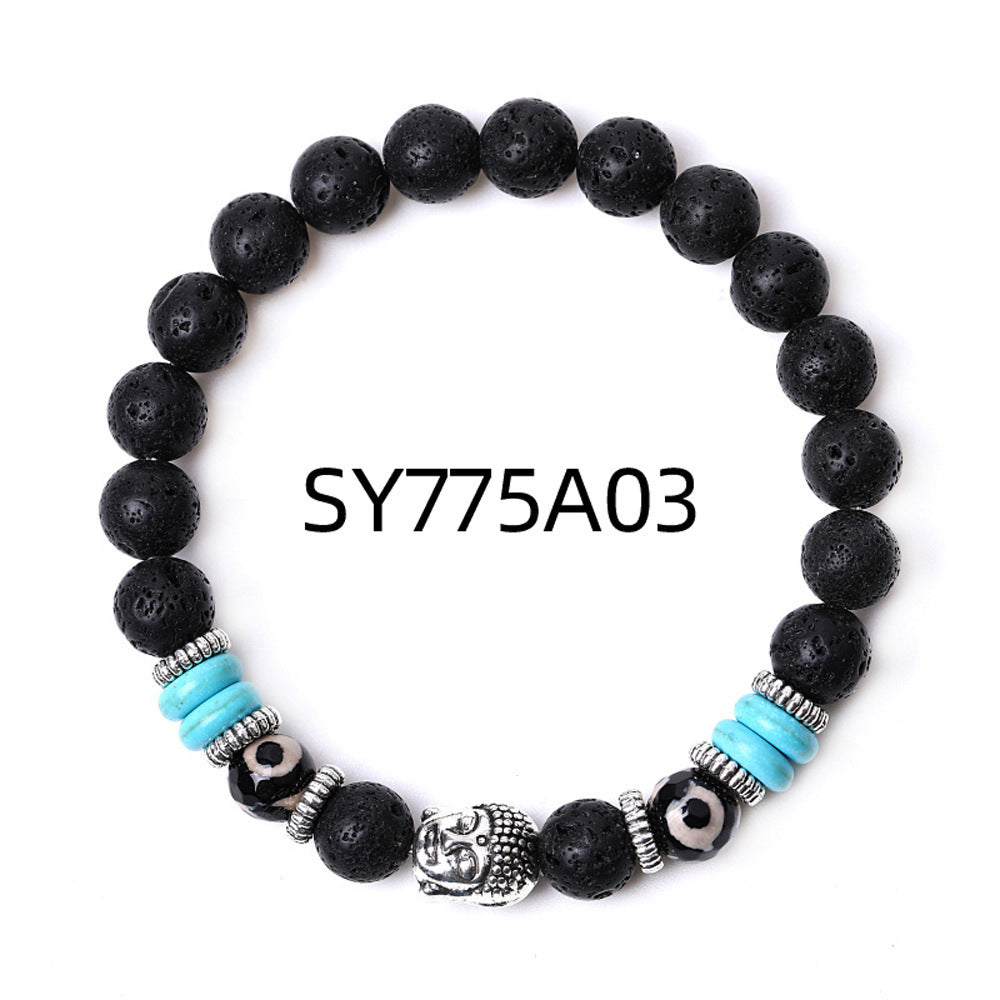 Wholesale Buddha Head Volcanic Stone Tiger Eye Stone Handmade Beaded Bracelet Miyuki Hand Made ACC-BT-ZhongH021