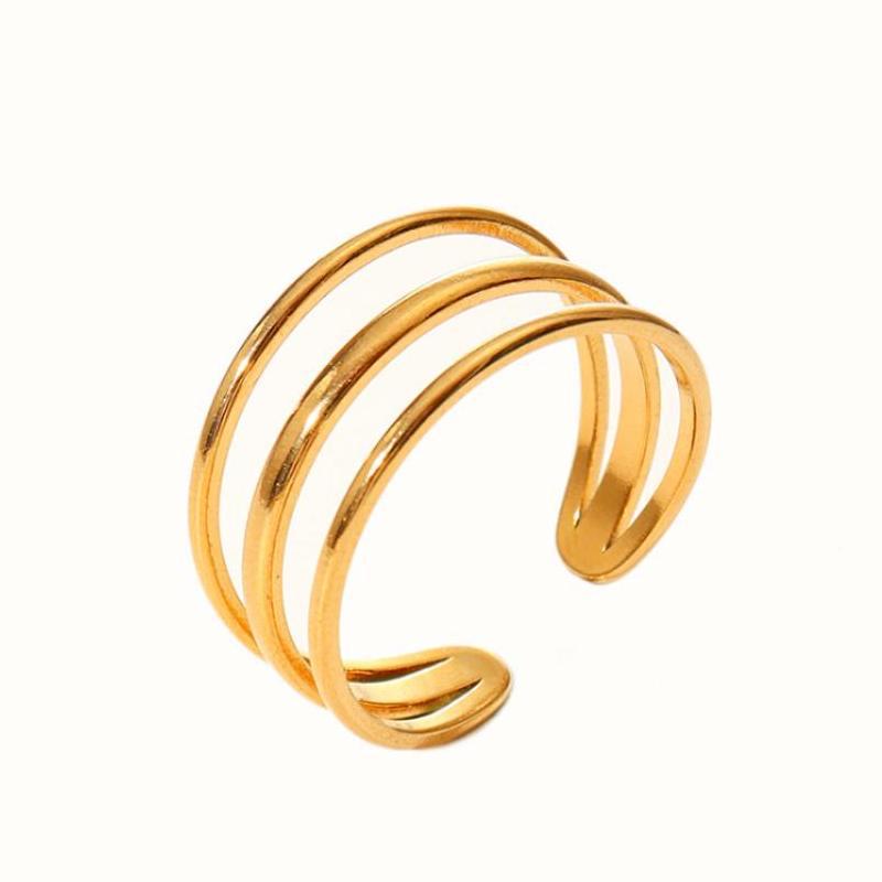 Wholesale Leaf Geometric Stainless Steel Rings 18k Gold Plated Rings ACC-RS-MuC013