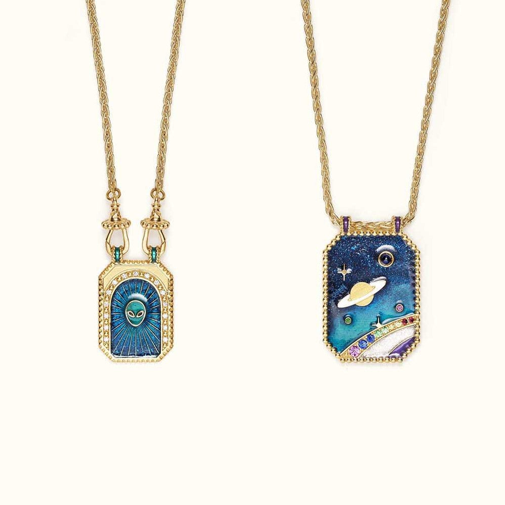 Wholesale  Square Brand Bohemian Art Retro Style Tarot Necklace
