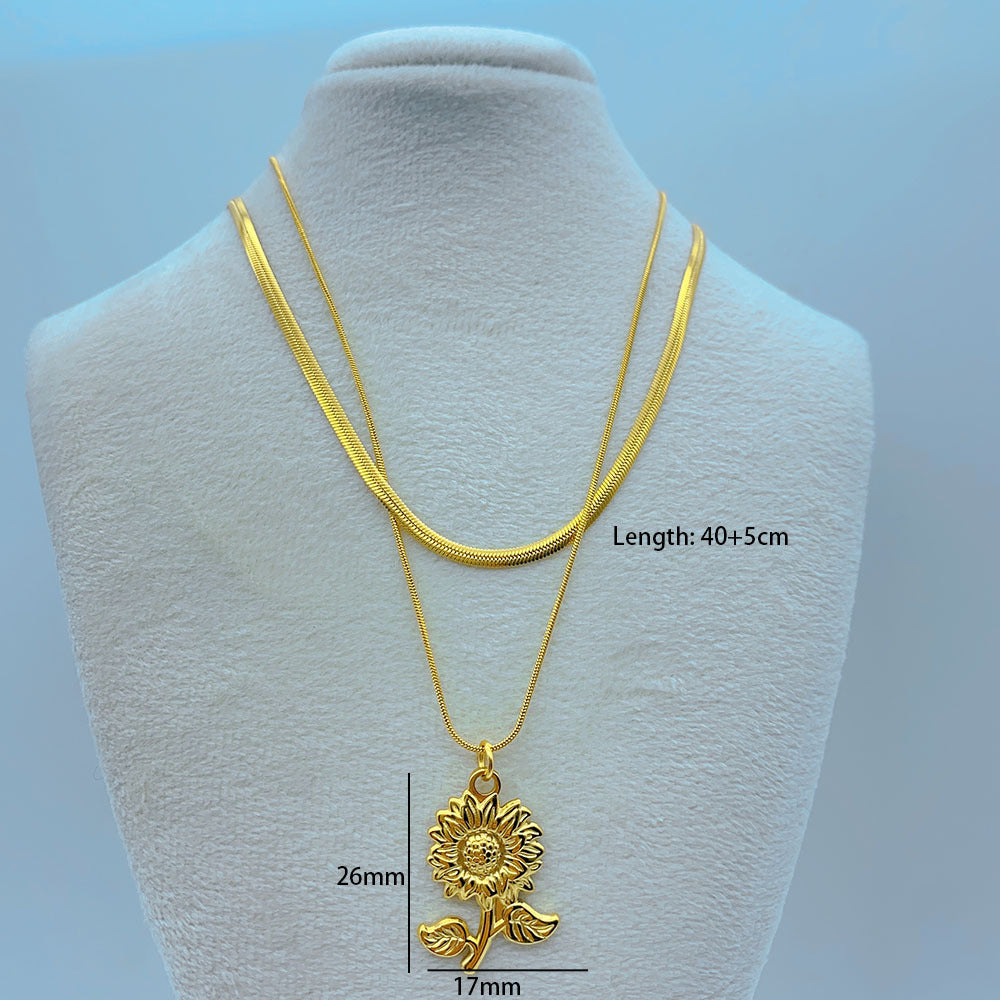 Wholesale Butterfly Dragonfly Stacked Double Layer Stainless Steel Necklace Snake Bone Chain ACC-NE-Yazhi005