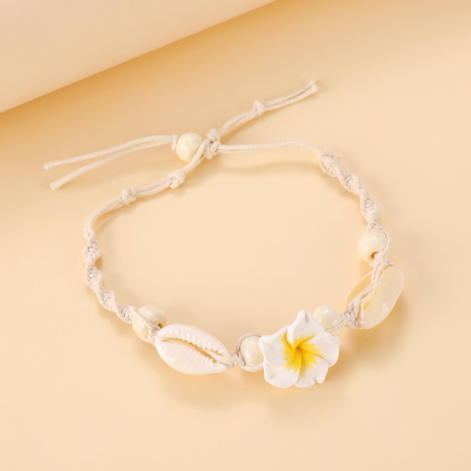 Wholesale knot shell foot rope Bohemian egg flower woven beach flower anklet