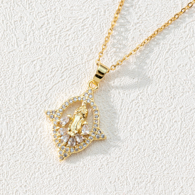 Wholesale Copper Micro-Inlaid Colored Zirconia Pendant Necklaces ACC-NE-SY012