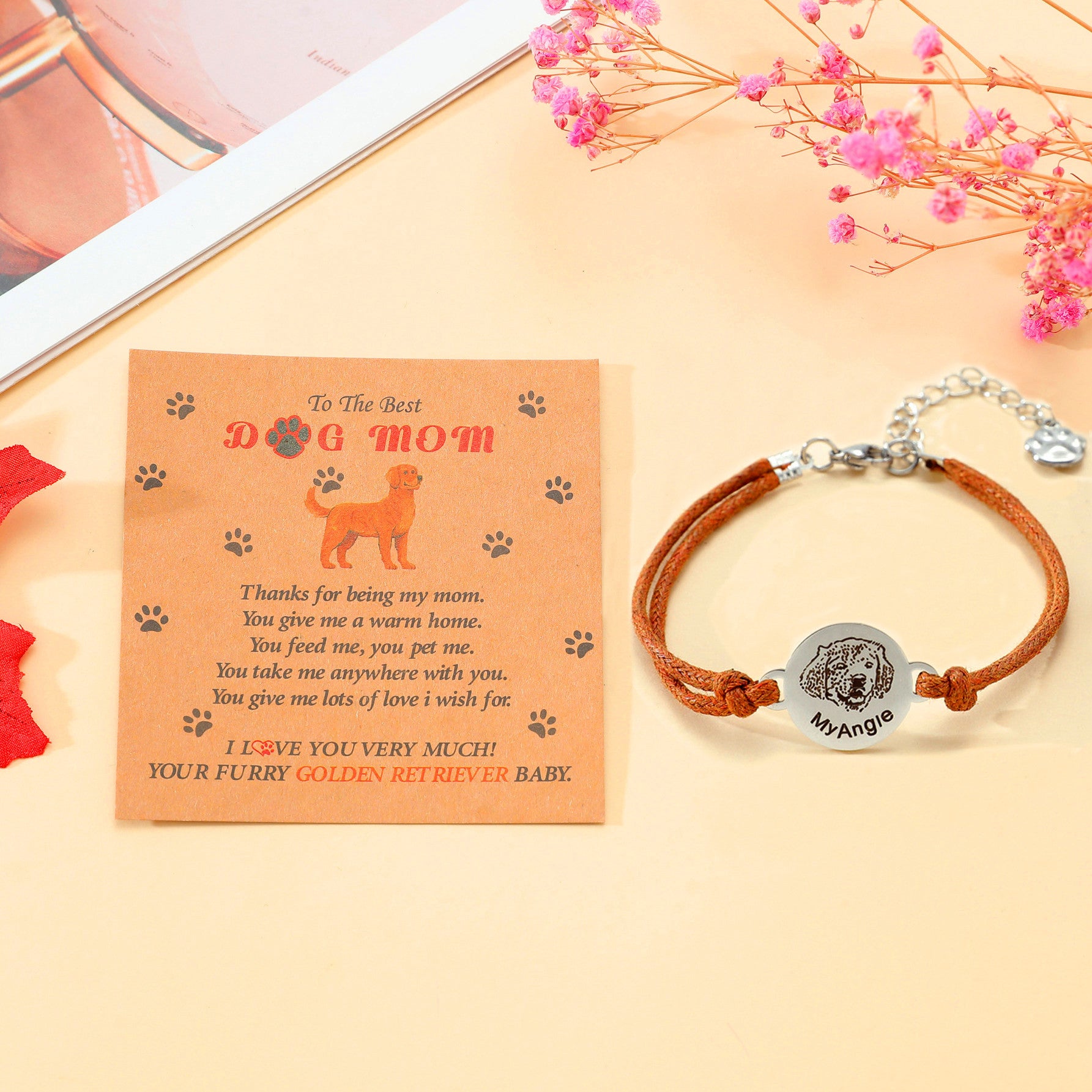 Wholesale Stainless Steel Engraved Dog Mom Bracelet