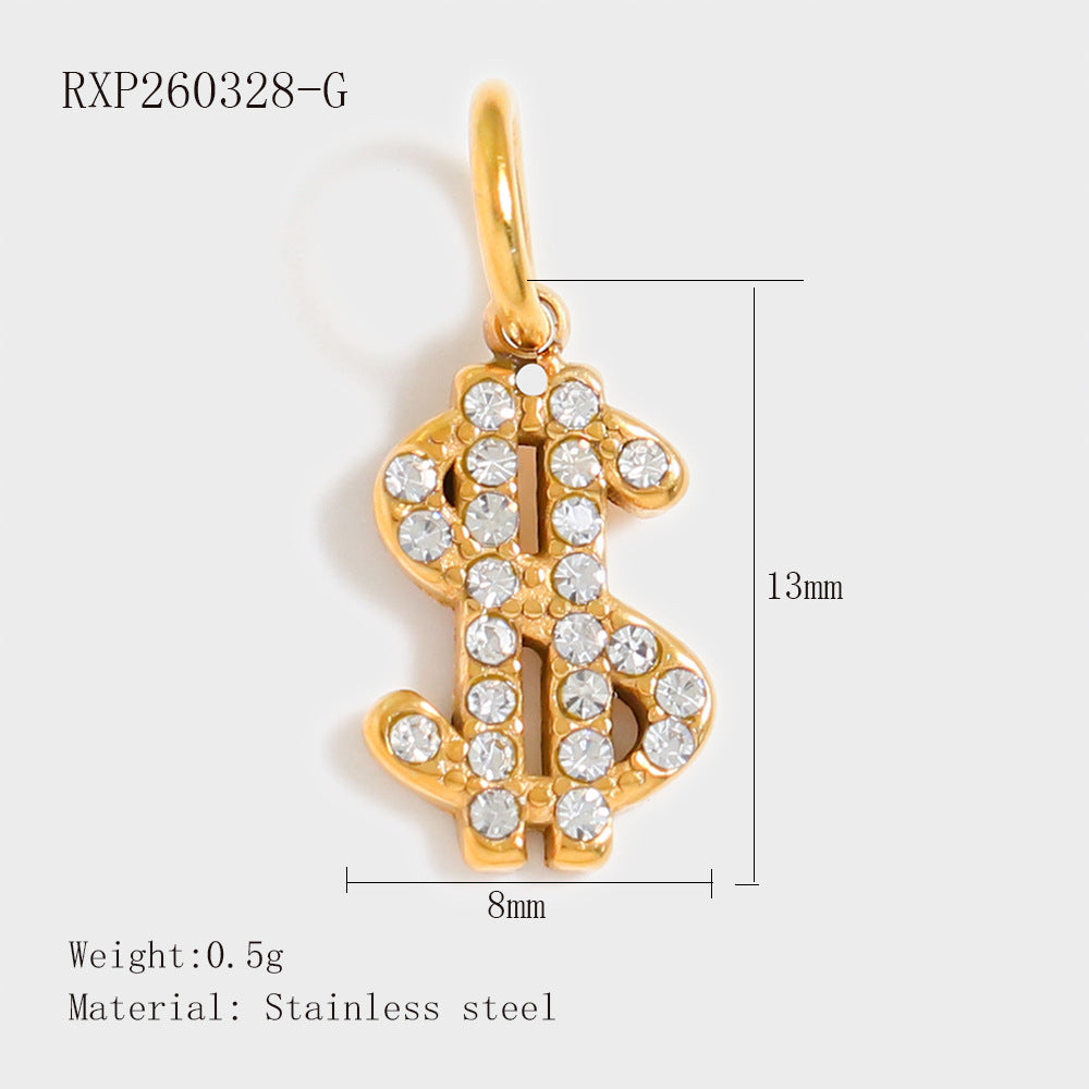 Wholesale Stainless Steel Lucky Dice Four-Leaf Clover Pendant - Gold Electroplated DIY Fashion Accessory