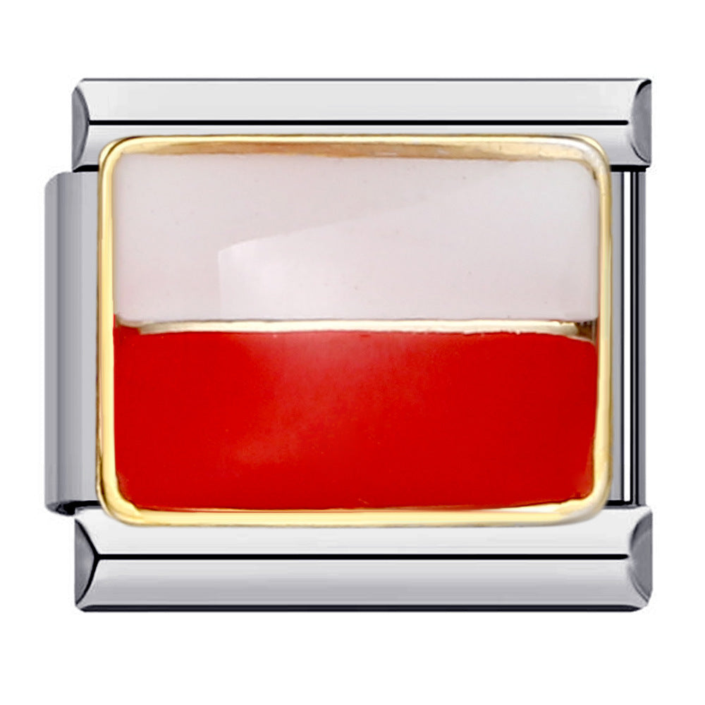 Wholesale Italian Charm Bracelet Flag Flag Stainless Steel Composable Bracelet