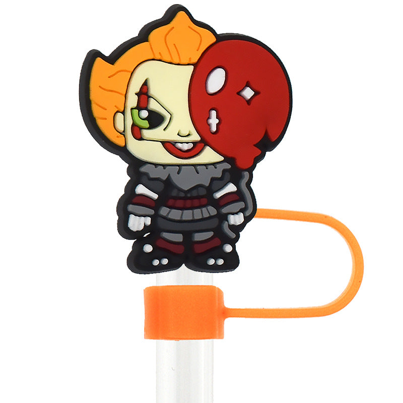 Wholesale Random 100pcs Halloween 10mm PVC Soft Straw Tube Cap ACC-SCR-RYY080