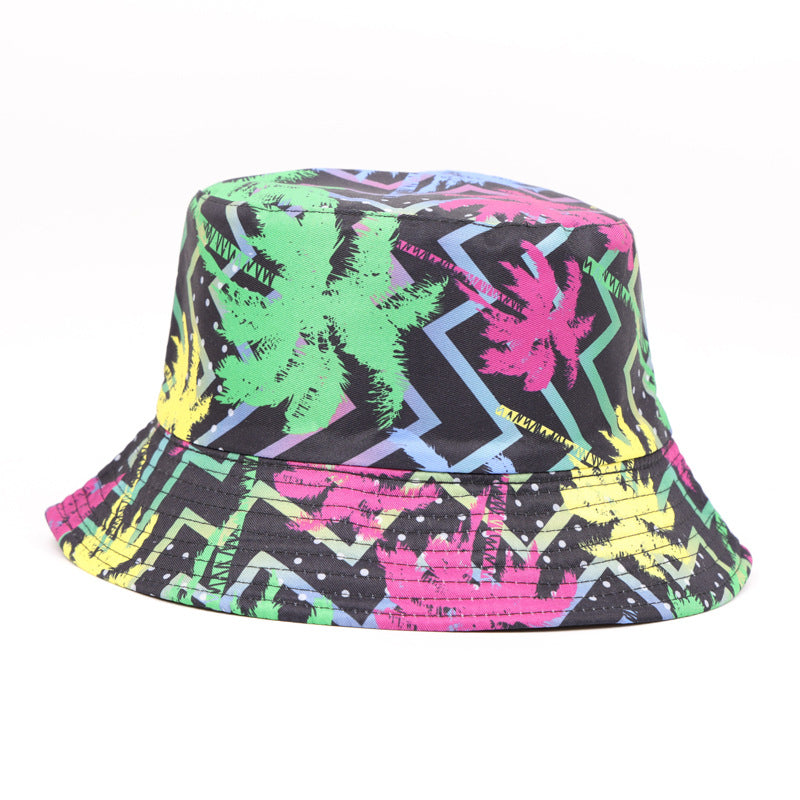Wholesale Seaside Coconut Tree Printed Fisherman Hat Bucket Hat