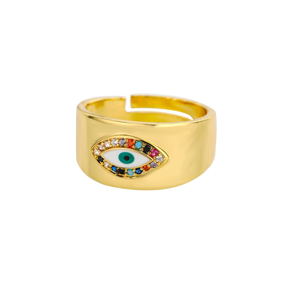 Wholesale Gold Plated Heart Shape Open Ring with Multicolor Zircon - Boutique Resale Jewelry Accessory