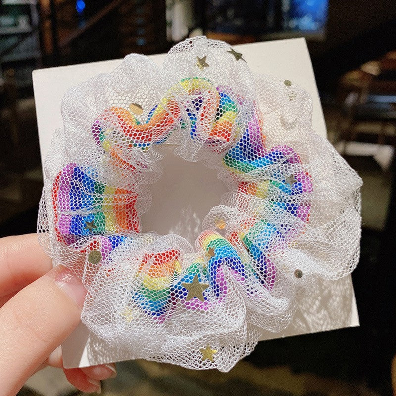 Wholesale fabric rainbow color headband cute mesh headband ACC-HS-linx001