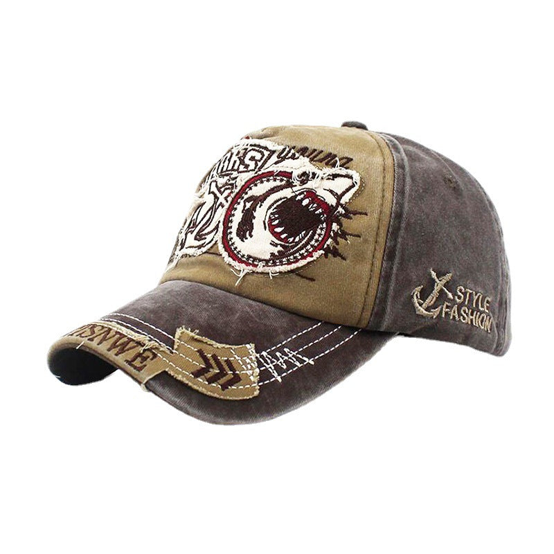 Wholesale washed hat shark embroidered baseball cap
