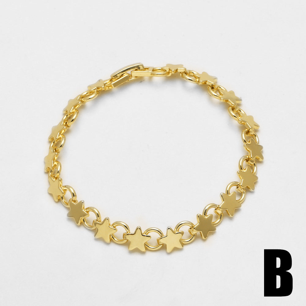 Wholesale Copper and zircon star bracelet