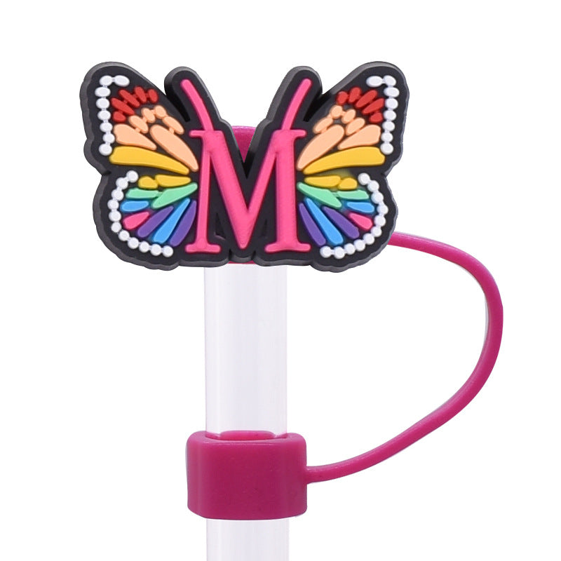Wholesale Random 100pcs Creative DIY butterfly letters Straw Cover Straw Tube Cap