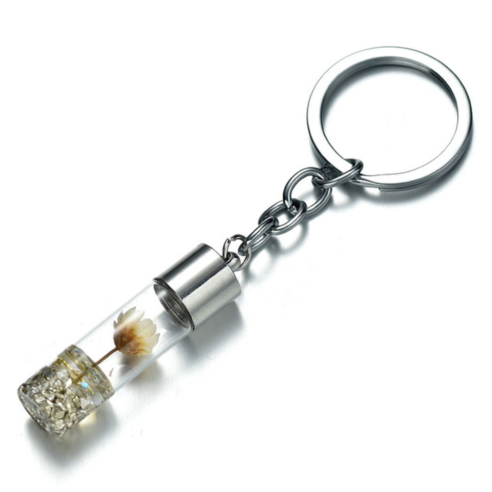 Wholesale Plant Dried Flower Glass Bottle Pendant Immortal Flower Keychains ACC-KC-KaWu001