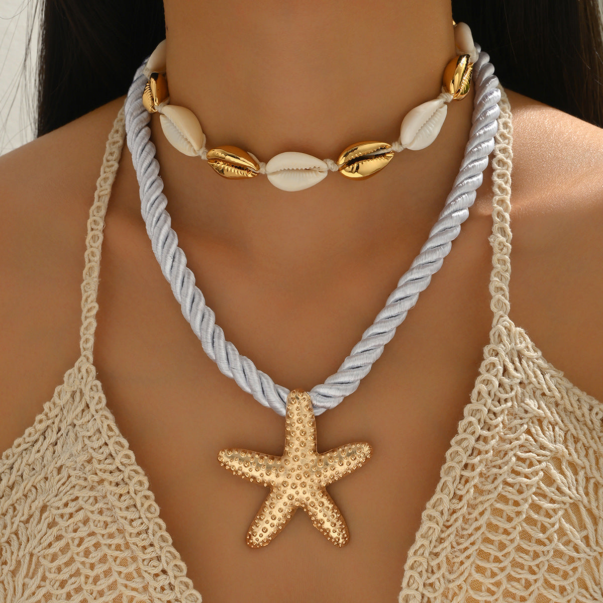 Wholesale  Exaggerated Beach Style Alloy Starfish Necklace