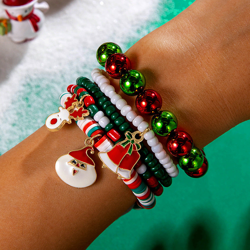 Wholesale Christmas Jewelry Cute Bell Elk Snowman Bracelet Set ACC-BT-YongGe007