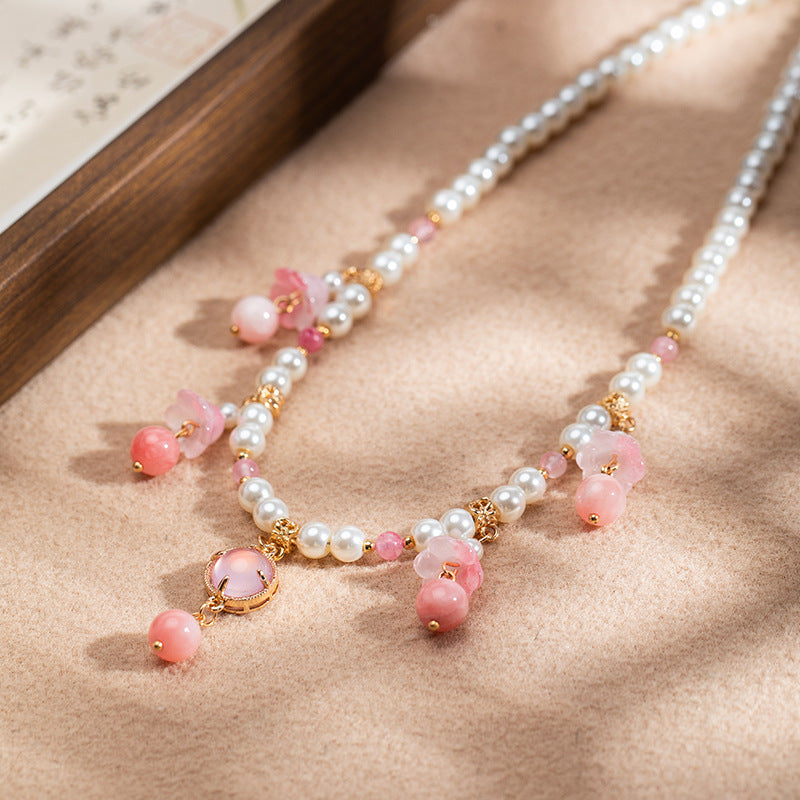 Wholesale Hanfu Style Pink Yuluo Necklace Traditional Chinese Fairy Jewelry Accessory for Women