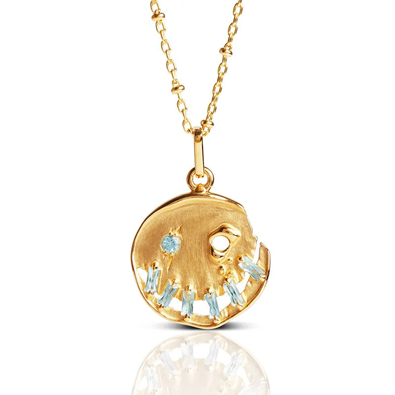 Wholesale  light luxury smile pumpkin inlaid zircon 12 birthstone necklace