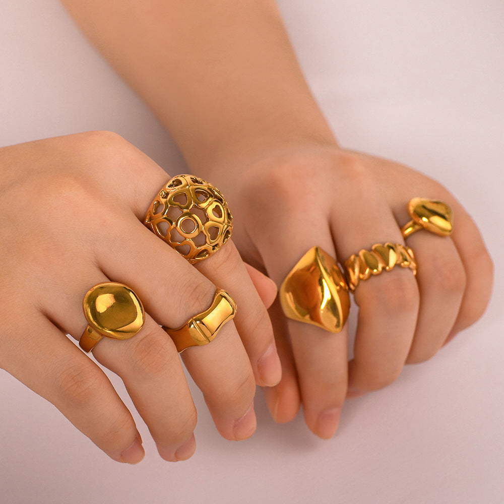 Anillo de acero de titanio de amor geométrico de forma geométrica al por mayor