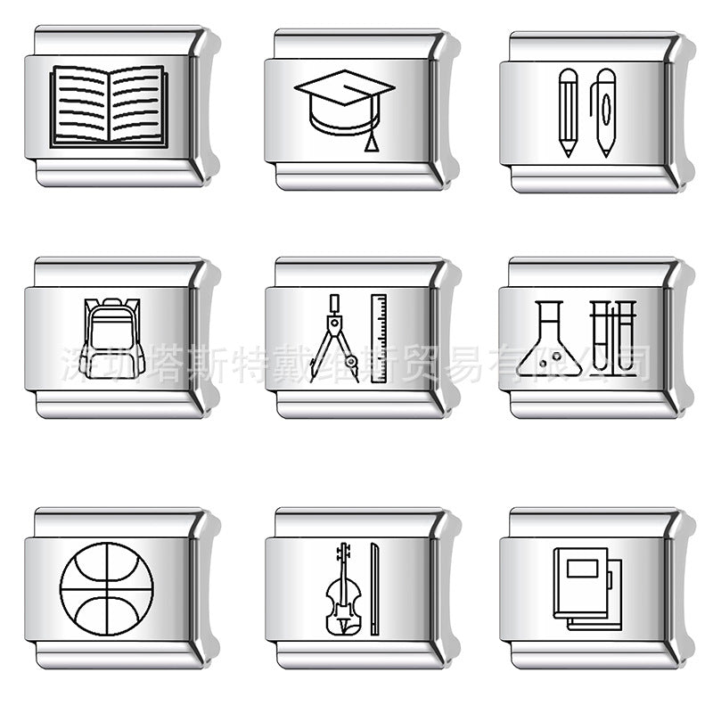 Wholesale 9mm Italian Charm Starter Bracelets DIY square Single Section Creative Stainless Steel Composable Bracelet