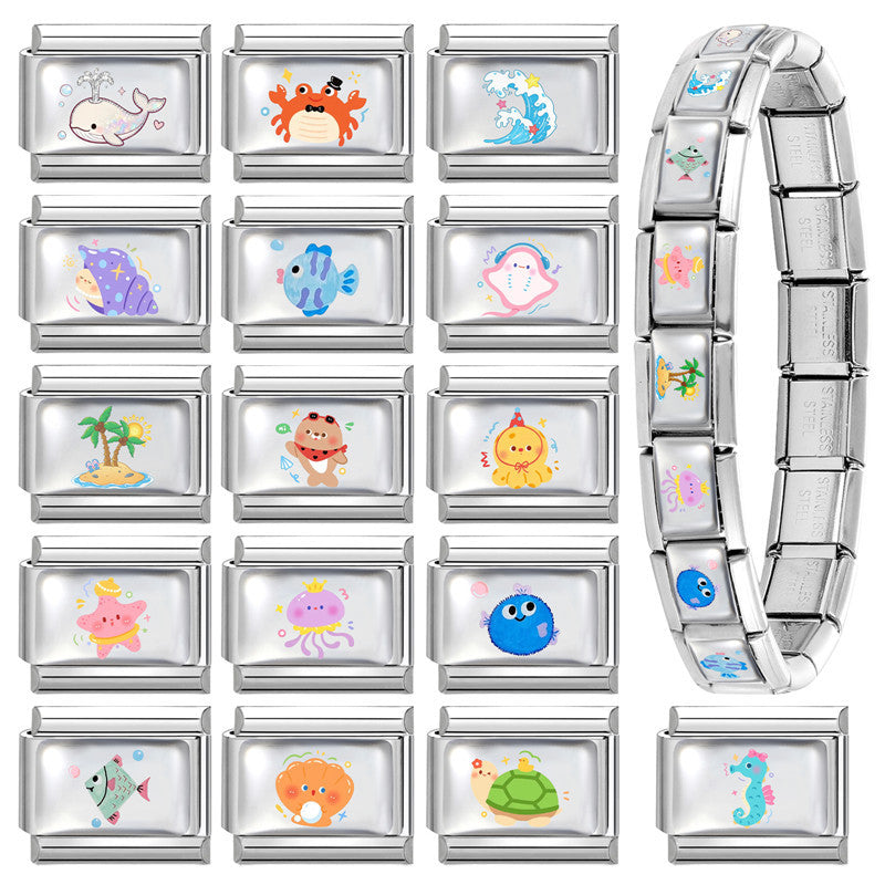 Wholesale Ocean Style Stainless Steel Modular Bracelet Fresh Simple DIY Jewelry Accessory