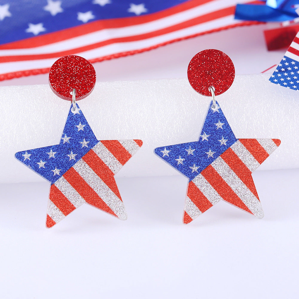 Wholesale Independence Day American flag heart star pendant earrings