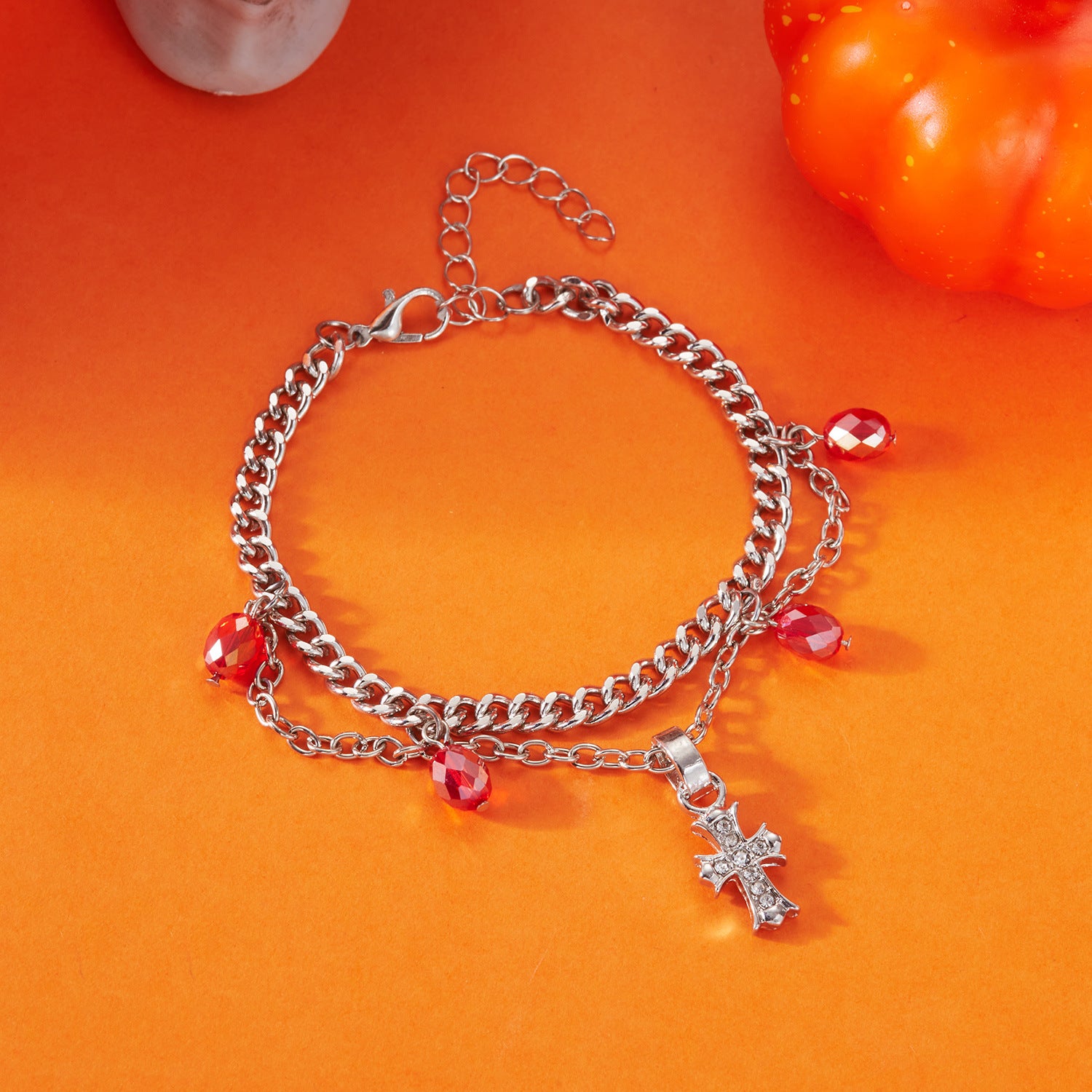 Wholesale Cross-shaped diamond tassel necklace